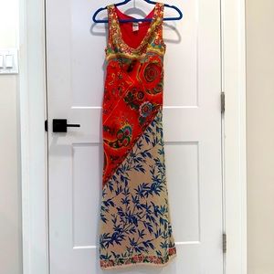 Free People Vintage Floral V Neck Multi Fabric Midi Maxi Dress Size 7